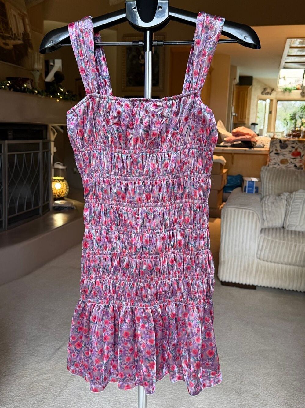 NWT Anthropologie Free The Roses floral velvet ruched mini dress